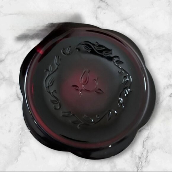 Princess House Ruby Red Fantasia Glass Pillar Candle Holder - Picture 5 of 5